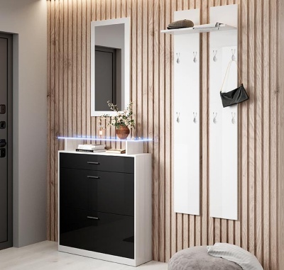Móvel de Entrada com Gaveta, Sapateira, Espelho e Cabide - Disponível em 4 cores