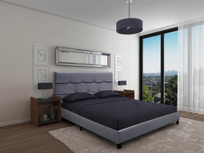 Cama de Casal com Estrado e Cabeceira de Cama incluídos - Disponível em 2 cores e 2  medidas