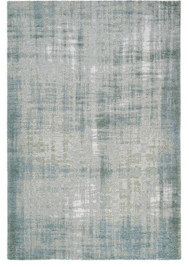 Tapete retangular com padrão abstrato azul, cinzento e bege