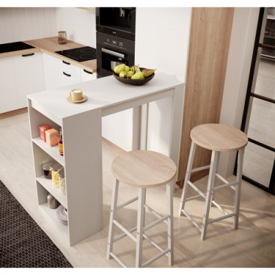 Conjunto Mesa Alta com Arrumação e 2 Bancos - Disponível em 2 cores