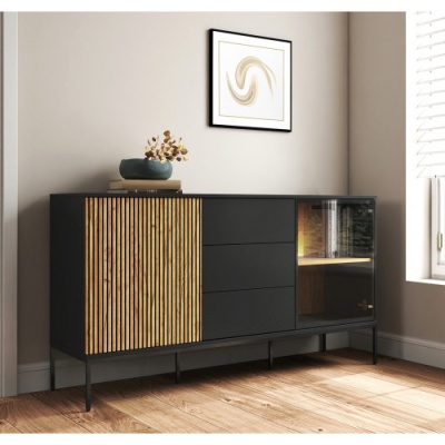 Aparador 3 gavetas e 2 portas com luz LED