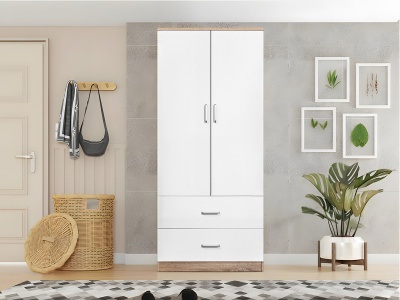 Roupeiro 2 Portas de Bater e 2 Gavetas