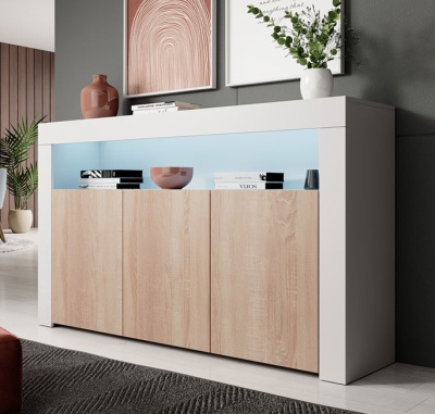 Aparador 3 Portas com luz LED - Disponível em 5 cores