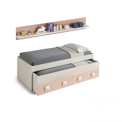 Cama Dupla com Arrumação e Prateleira