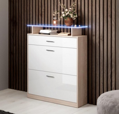 Móvel de Entrada com Gaveta, Sapateira e luz LED - Disponível em 4 cores