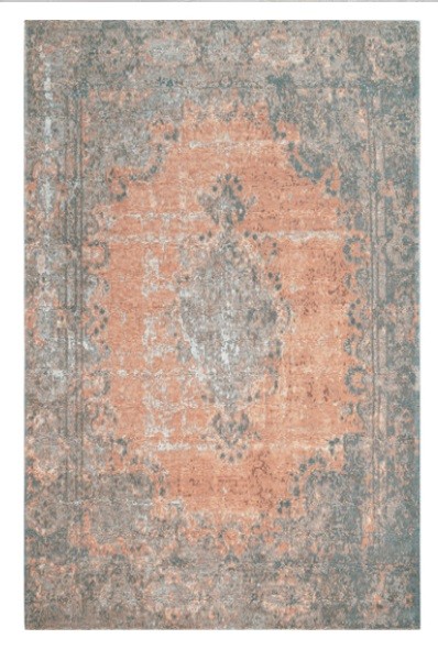 Tapete decorativo com padrão clássico em tons de salmão e cinza