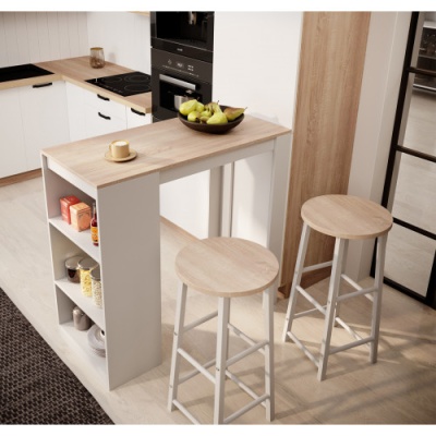 Conjunto Mesa Alta com Arrumação e 2 Bancos - Disponível em 2 cores