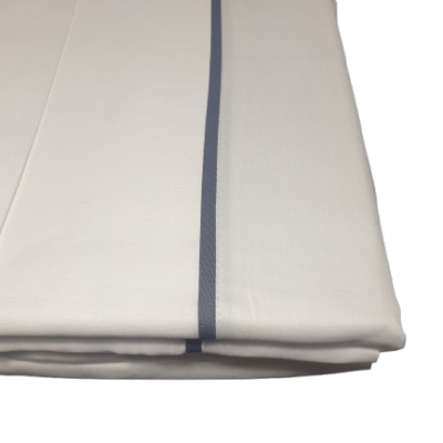 Jogo de Lençois 100% Algodão cetim 300 Fios cor Branco com Vies Cinza Escuro - Times