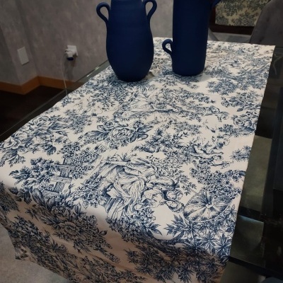 Runner de Mesa 100% Algodão cor Azul - Ref.Renascimento