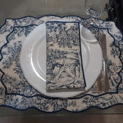 Individuais de Mesa 100% Algodão cor Azul - Ref.Renascimento