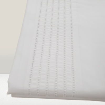 Jogo de Lençois 100% Algodão Percale 200Fios cor Branco com detalhe trabalhado - Ref.JCS Rubi