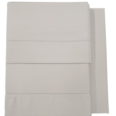 Jogo de Lençois 100% Algodão cetim 300 Fios cor Bege com Ponto ajour - Ref.JCS R.0003