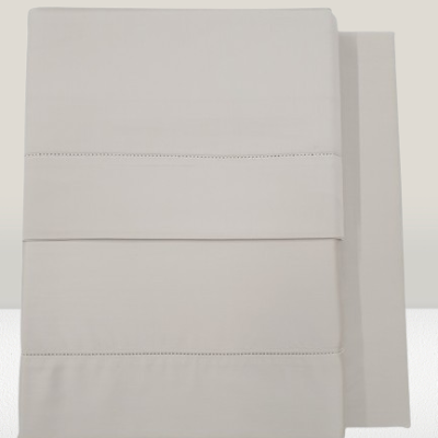 Jogo de Lençois 100% Algodão cetim 300 Fios cor Bege com Ponto ajour - Ref.JCS R.0003