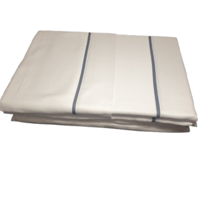 Jogo de Lençois 100% Algodão cetim 300 Fios cor Branco com Vies Cinza Escuro - Times