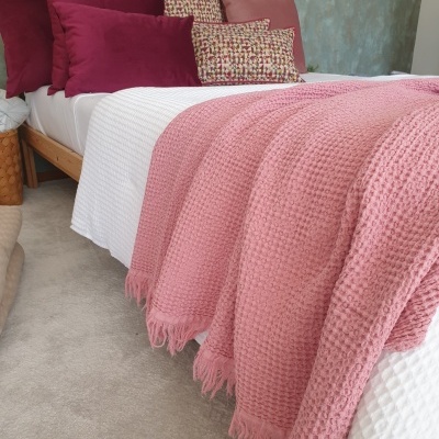 Manta 100% Algodão Favo cor Rosa - Ref.856