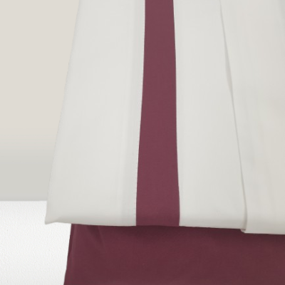 Jogo de Lençois 100% Algodão Percale 200 Fios cor Branco+Bordeaux - Sena