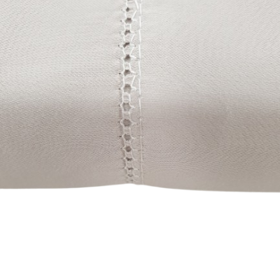 Jogo de Lençois 100% Algodão cetim 300 Fios cor Bege com Ponto ajour - Ref.JCS R.0003