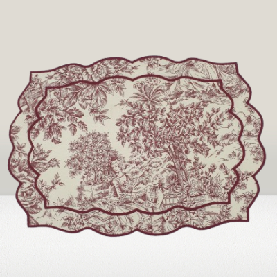 Individuais de Mesa 100% Algodão cor Bordeaux - Ref.Renascimento