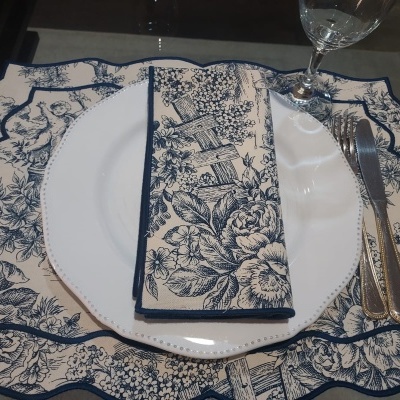 Guardanapos 100% Algodão cor Azul - Ref.Renascimento