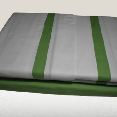 Jogo de Lençois 100% Algodão Percale 300 Fios cor Verde+Branco - Mississipi