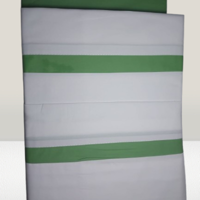 Jogo de Lençois 100% Algodão Percale 300 Fios cor Verde+Branco - Mississipi