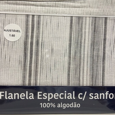 Pano de flanela cinzento e branco com etiqueta e embalagem