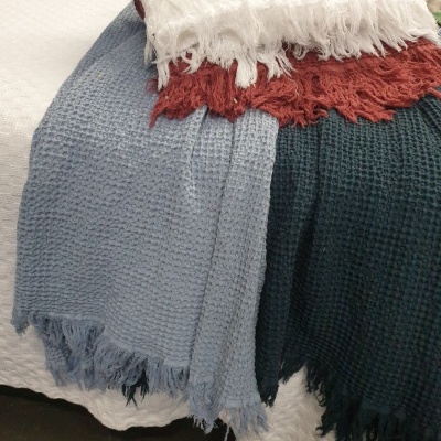 Manta 100% Algodão Favo cor Azul - Ref.856