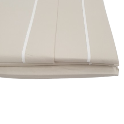 Jogo de Lençois 100% Algodão cetim 200 Fios cor Bege com Vies Branco - Reno