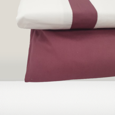 Jogo de Lençois 100% Algodão Percale 200 Fios cor Branco+Bordeaux - Sena