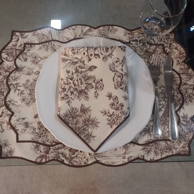 Individuais de Mesa 100% Algodão cor Castanho - Ref.Renascimento