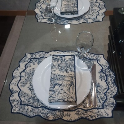 Individuais de Mesa 100% Algodão cor Azul - Ref.Renascimento