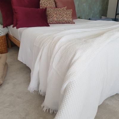 Manta 100% Algodão Favo cor Branco - Ref.856