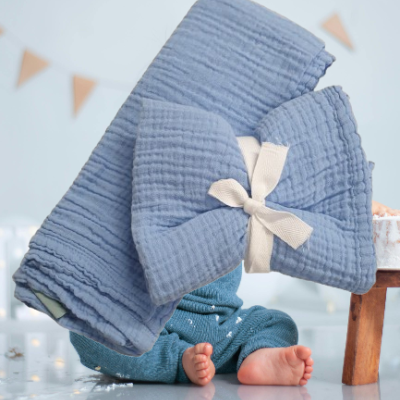 Fralda para bebé 100% Algodão cor Azul - Ref.Rodano