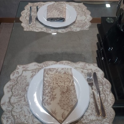 Individuais de Mesa 100% Algodão cor Bege - Ref.Renascimento