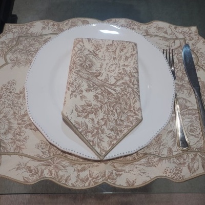 Individuais de Mesa 100% Algodão cor Bege - Ref.Renascimento