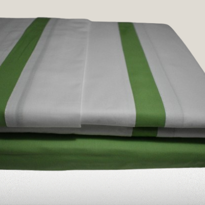 Jogo de Lençois 100% Algodão Percale 300 Fios cor Verde+Branco - Mississipi