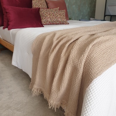 Manta 100% Algodão Favo cor Bege - Ref.856