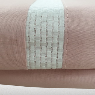 Jogo de Lençois 100% Algodão Percale 200Fios cor Rosa com detalhe canelado branco - Ref.PT Jade