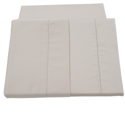 Jogo de Lençois 100% Algodão cetim 300 Fios cor Bege com Ponto ajour - Ref.JCS R.0003