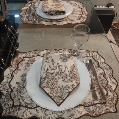Individuais de Mesa 100% Algodão cor Castanho - Ref.Renascimento