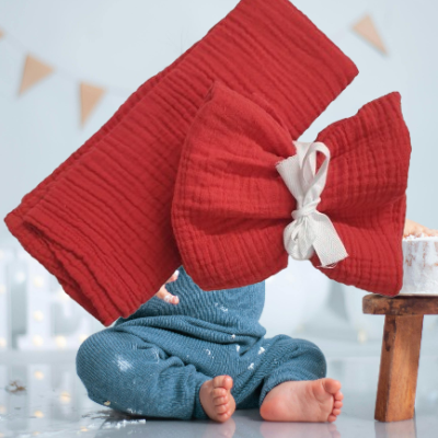 Fralda para bebé 100% Algodão cor Vermelho-Ref.Rodano