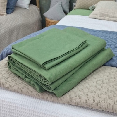 Jogo de Lençois Flanela 100% Algodão cor Verde - Tamisa