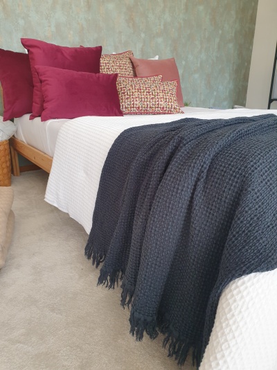 Manta 100% Algodão Favo cor Azul escuro - Ref.856