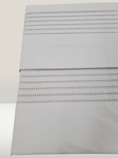 Jogo de Lençois 100% Algodão Percale 200Fios cor Cinza com detalhe trabalhado - Ref.JCS Rubi