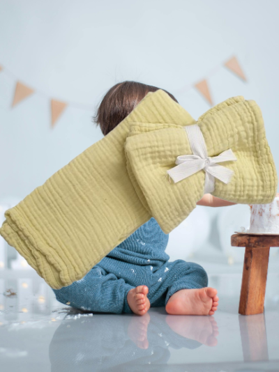 Fralda para bebé 100% Algodão cor Amarelo - Ref.Rodano