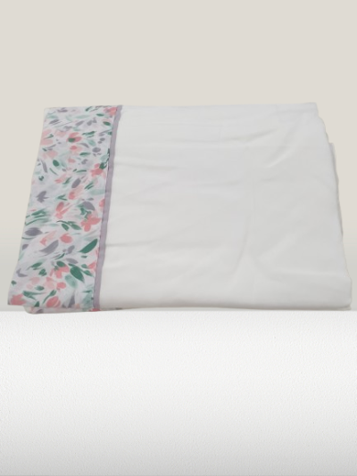 Jogo de Lençois 100% Algodão cor Branco com detalhe floral - Ref.JCS est.0002