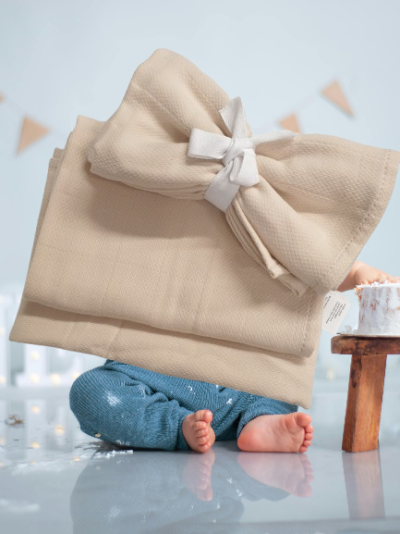 Fralda para bebé 100% Algodão cor Bege - Ref.Esponja - Pack 6 Unidades