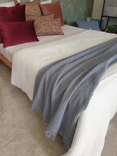 Manta 100% Algodão Favo cor Azul - Ref.856