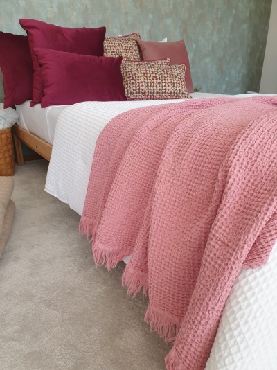 Manta 100% Algodão Favo cor Rosa - Ref.856