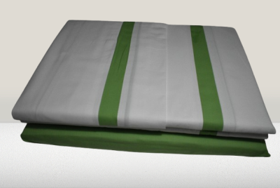 Jogo de Lençois 100% Algodão Percale 300 Fios cor Verde+Branco - Mississipi